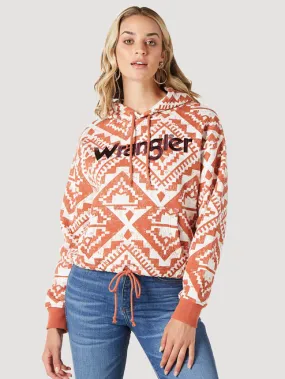 112335652 - Wrangler Women’s Bold Logo Cinched Hoodie - Ginger Spice