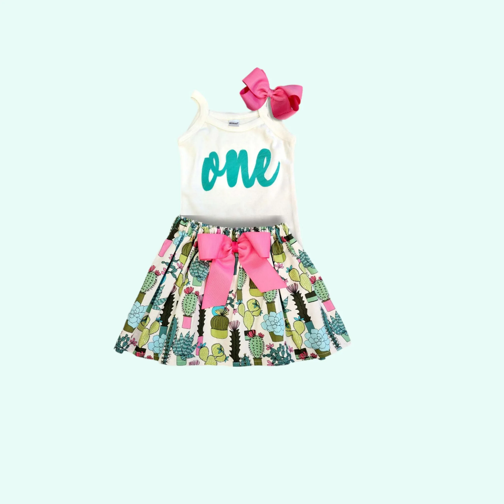 1st birthday outfit,  Age Cactus Birthday Toddler Outfit, Applique Birthday Number, Girls Shirt and Skirt Set