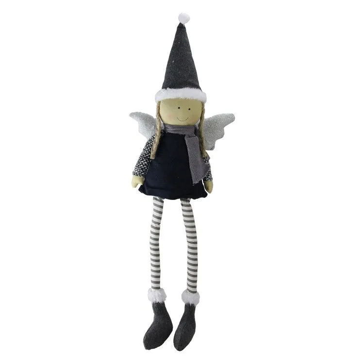 26.5" Blue and White Angel with Dangling Legs Christmas Figurine