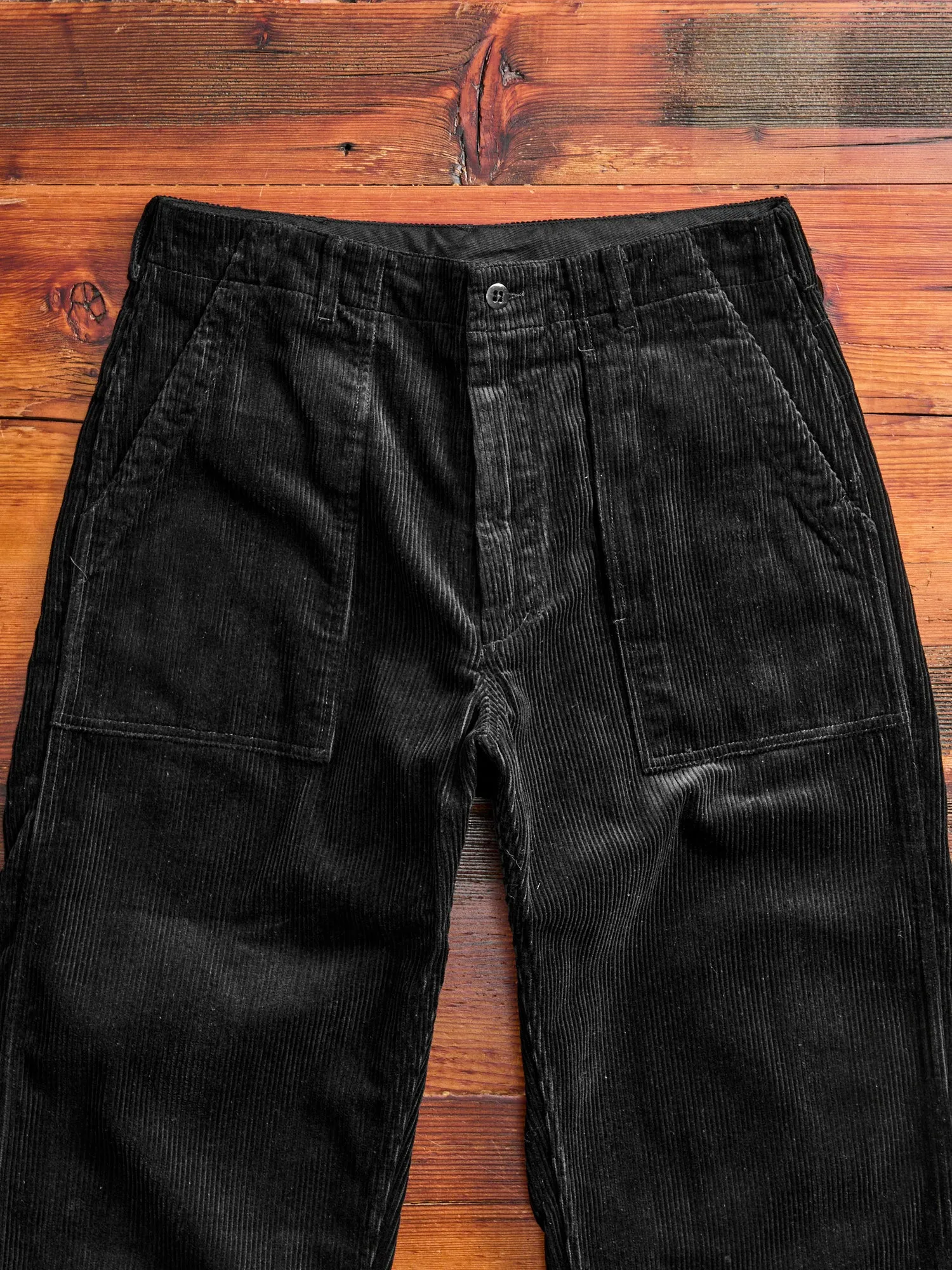 8W Cotton Corduroy Fatigue Pants in Black