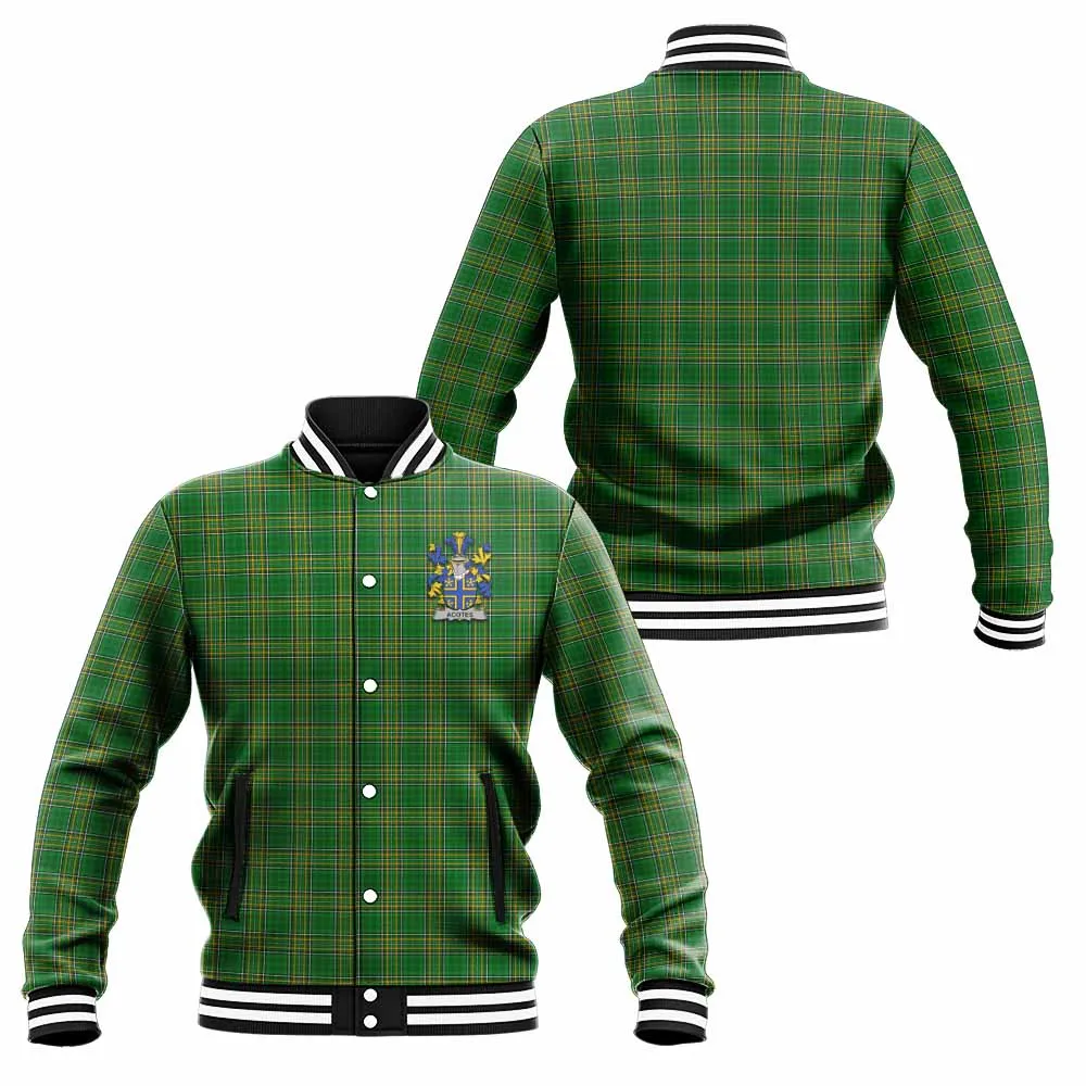 Acotes Irish Clan Tartan Baseball Jacket with Coat of Arms