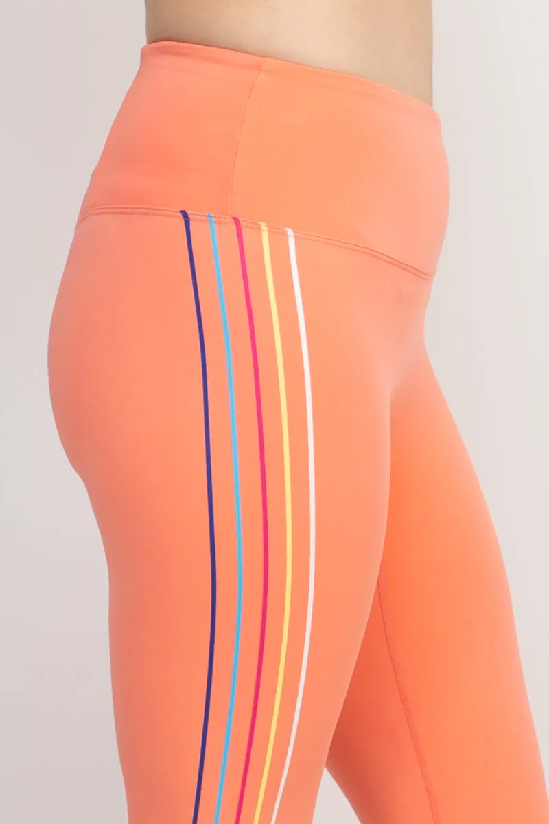 Activology Mid Waist Banded Rubber Rainbow Strip 7/8 Interlock Legging