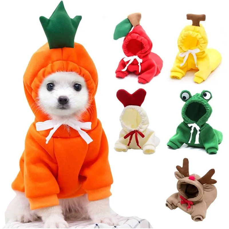 Anniepaw Fruit-Themed Warm Fleece Hoodie: Cute Dog Coat for Small Breeds