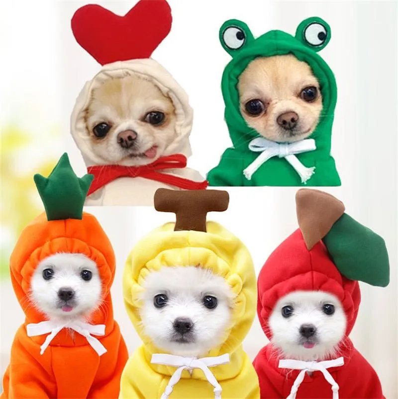 Anniepaw Fruit-Themed Warm Fleece Hoodie: Cute Dog Coat for Small Breeds