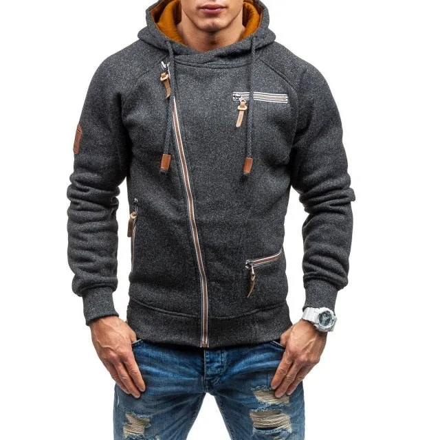 Asymmetrical Zip-Up Casual Hoodie