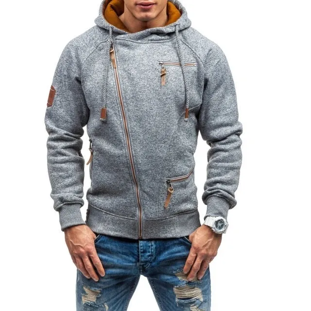 Asymmetrical Zip-Up Casual Hoodie