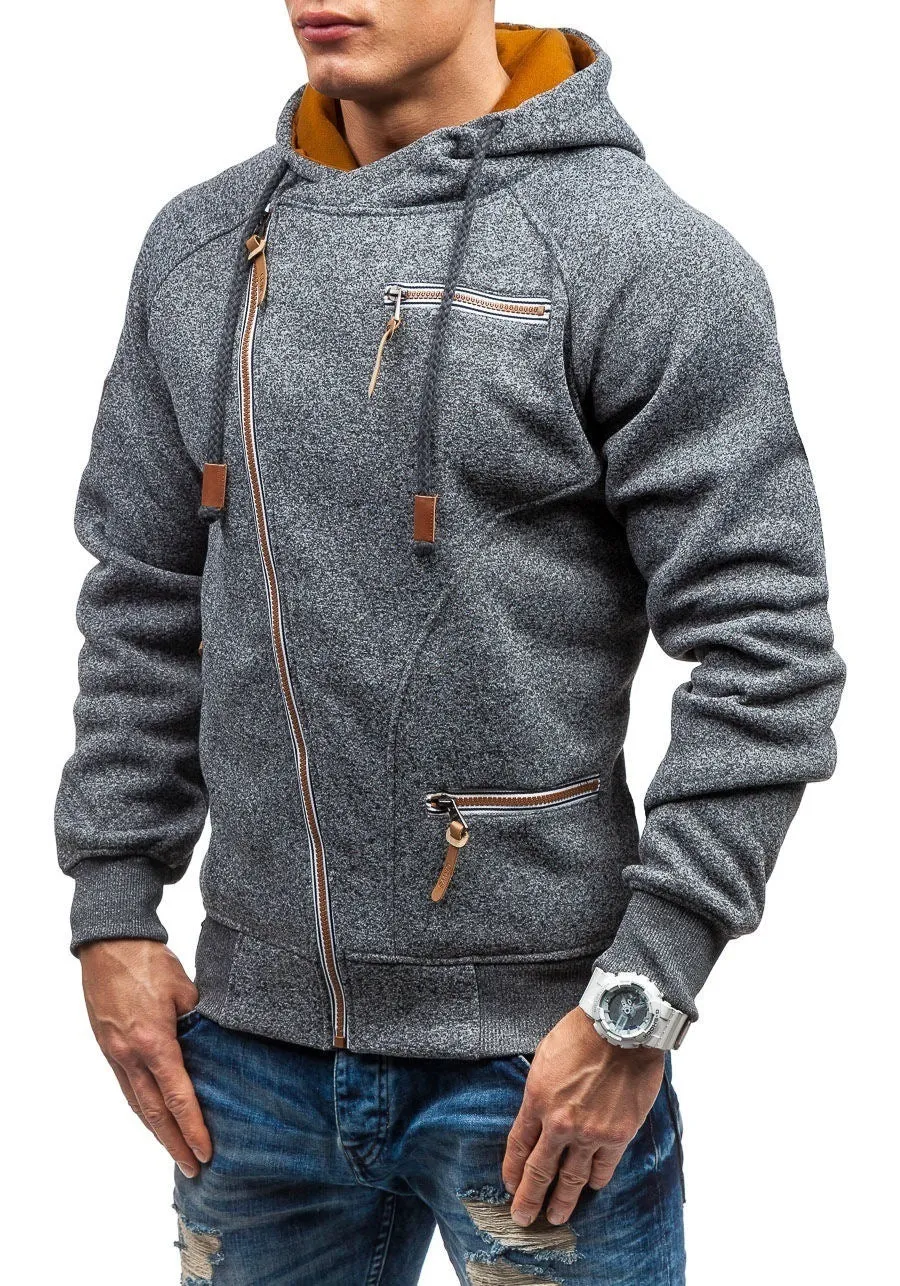 Asymmetrical Zip-Up Casual Hoodie