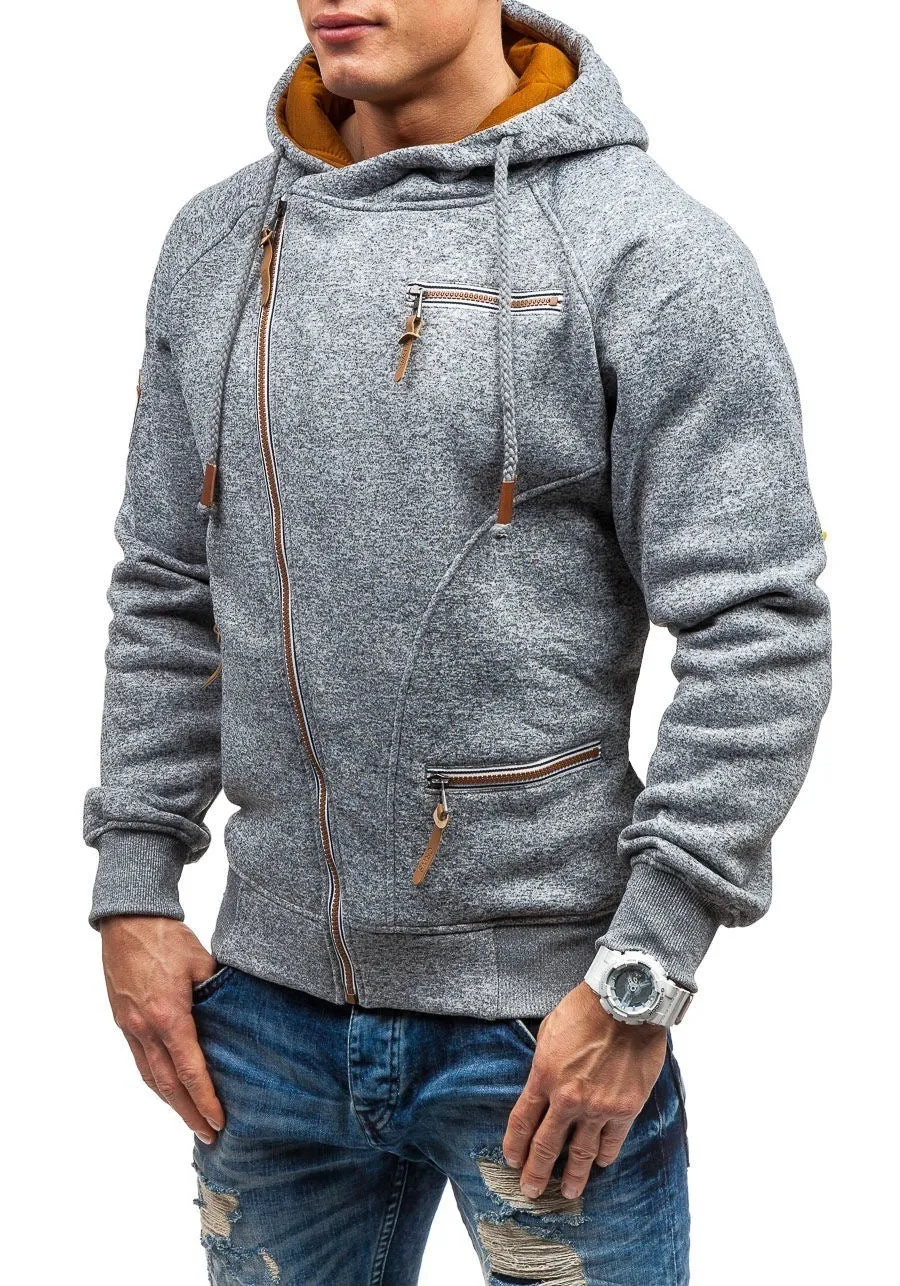 Asymmetrical Zip-Up Casual Hoodie