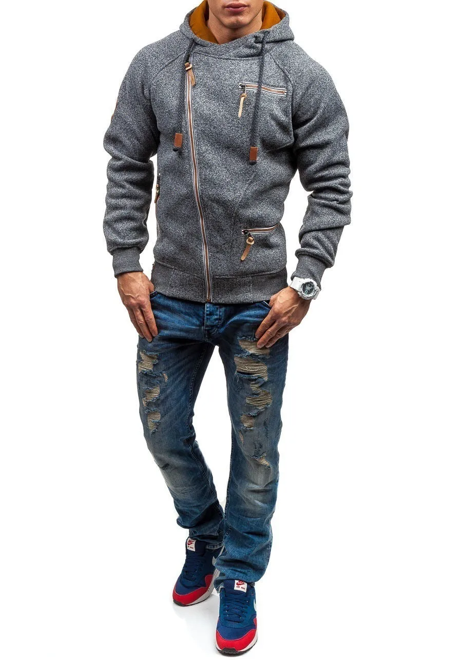 Asymmetrical Zip-Up Casual Hoodie