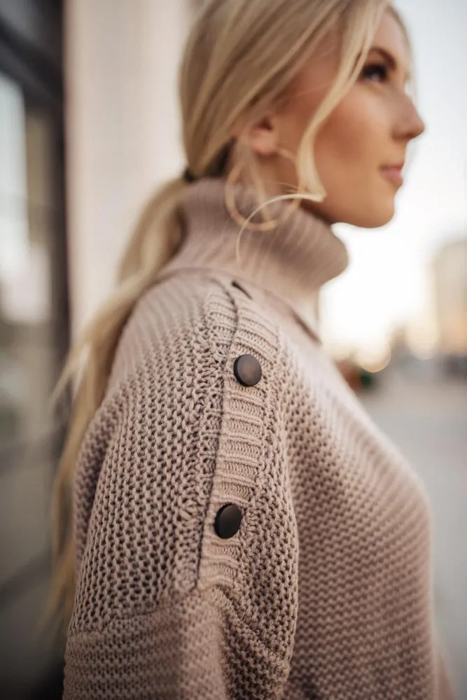 Aurora Button Sweater in Taupe