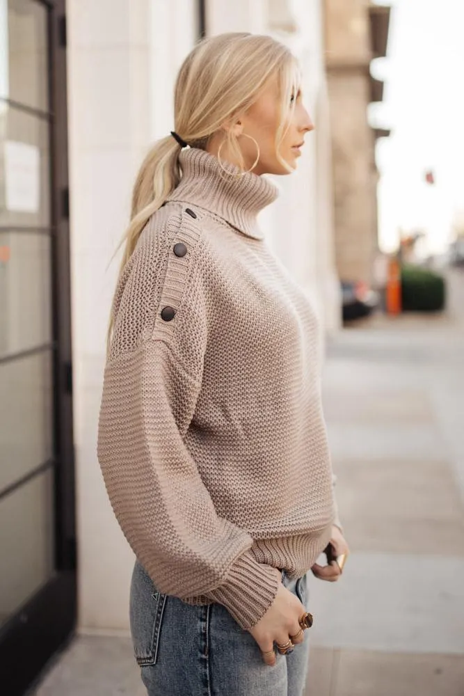 Aurora Button Sweater in Taupe