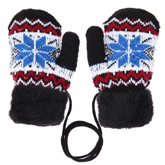 Autumn WinterElastic Warm Gloves for Kids Girls Full Finger Gloves Cute Cartoon Children Knitted Stretch Ski Mittens Gloves