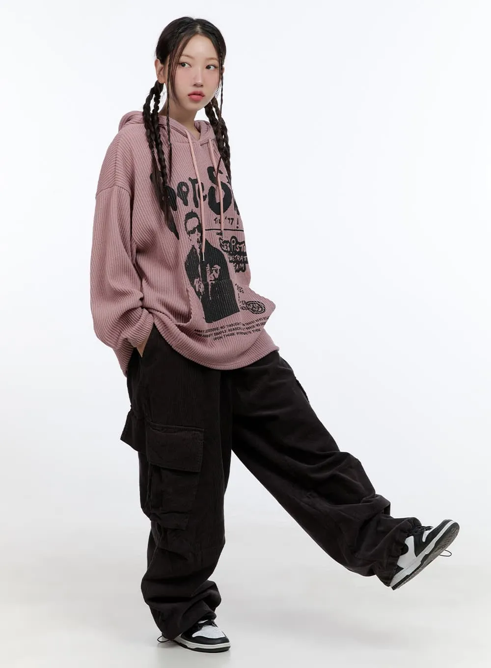 Baggy Graphic Hooded Sweater CS406