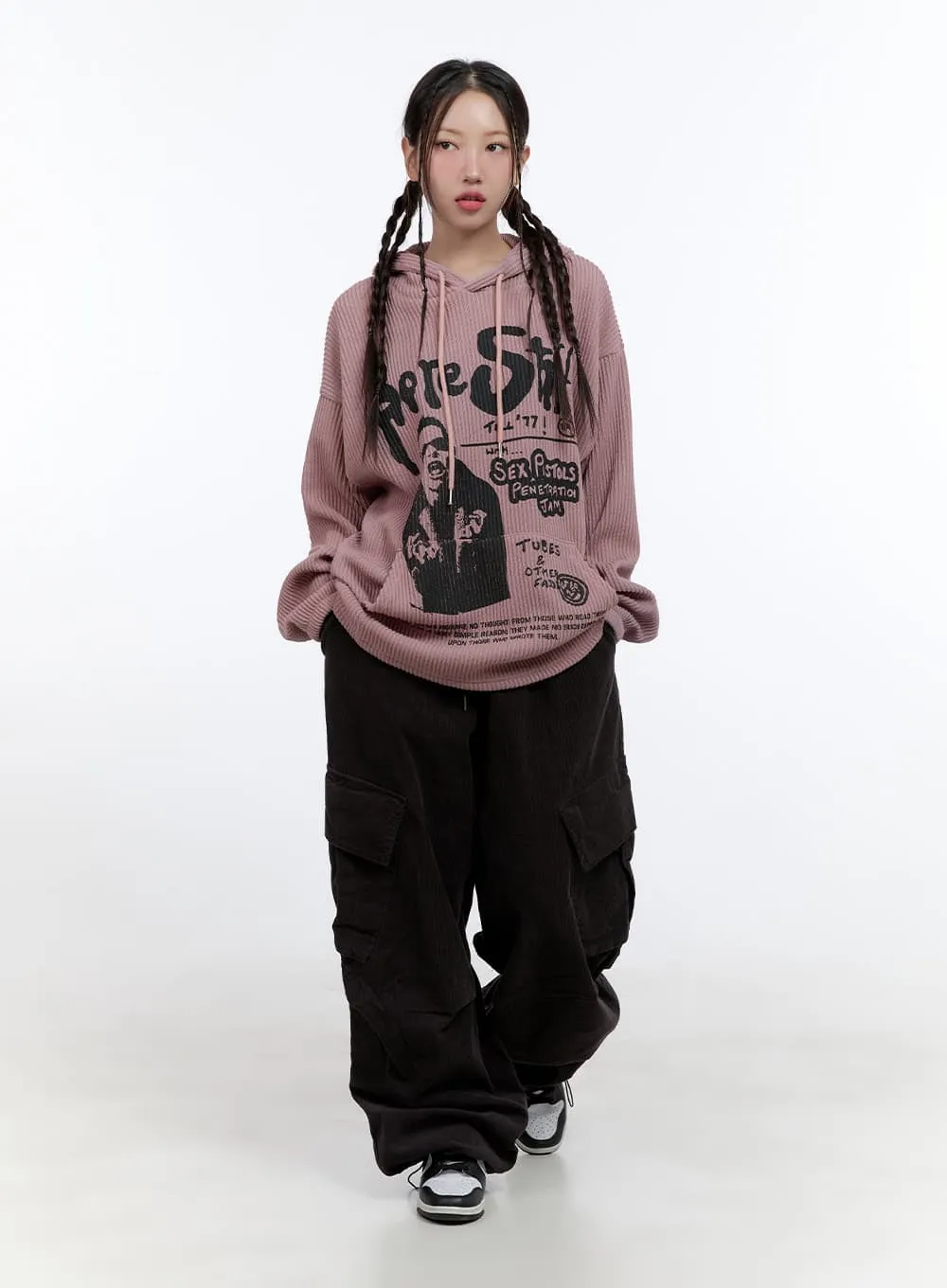 Baggy Graphic Hooded Sweater CS406