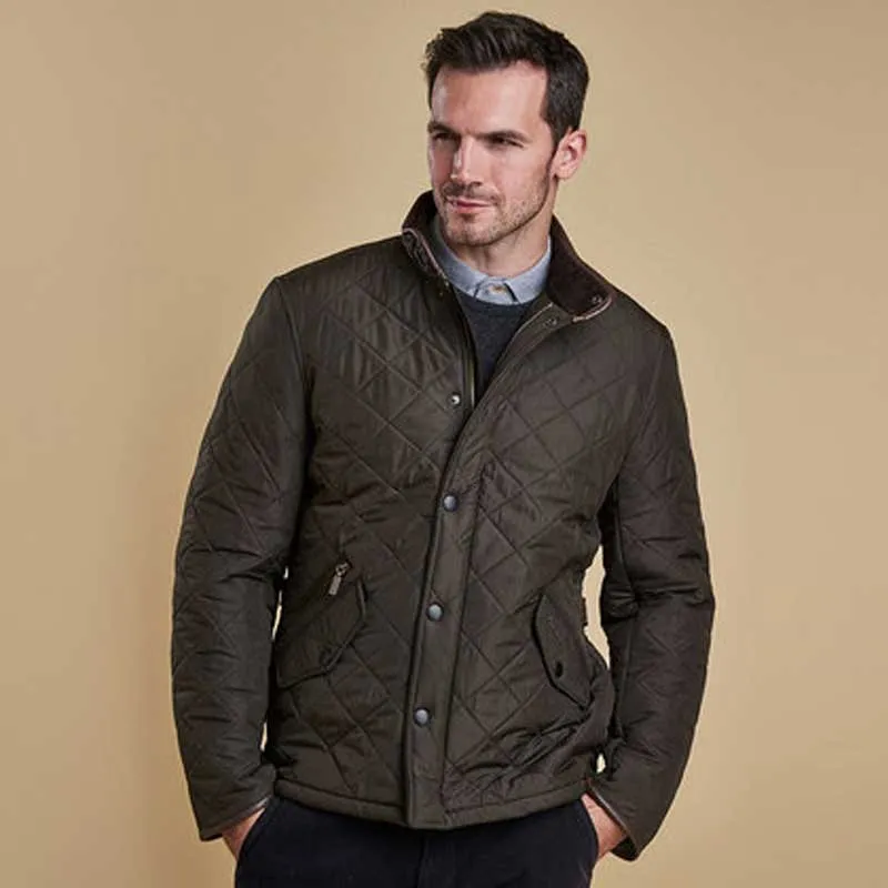 BARBOUR Powell Quilted Jacket with Fleece Lining - Mens - Olive