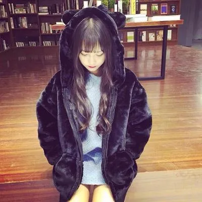 Bear Fluffy Hoodie Jacket SD00893