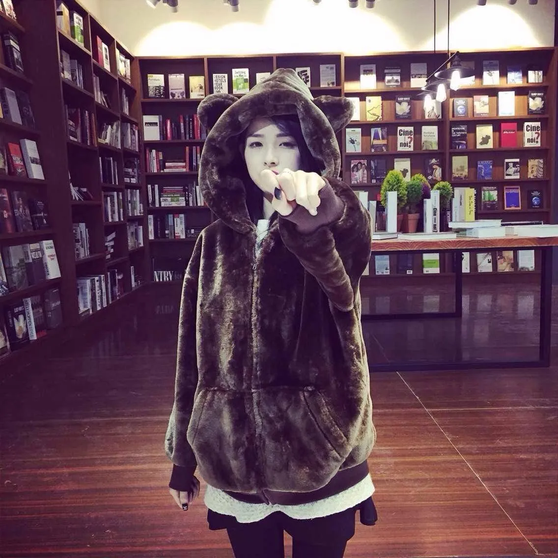 Bear Fluffy Hoodie Jacket SD00893