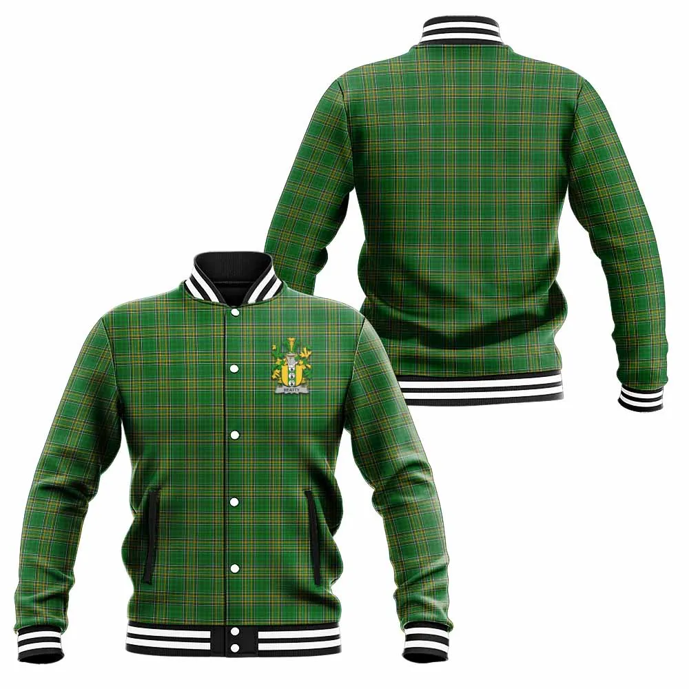 Beatty Irish Clan Tartan Baseball Jacket with Coat of Arms