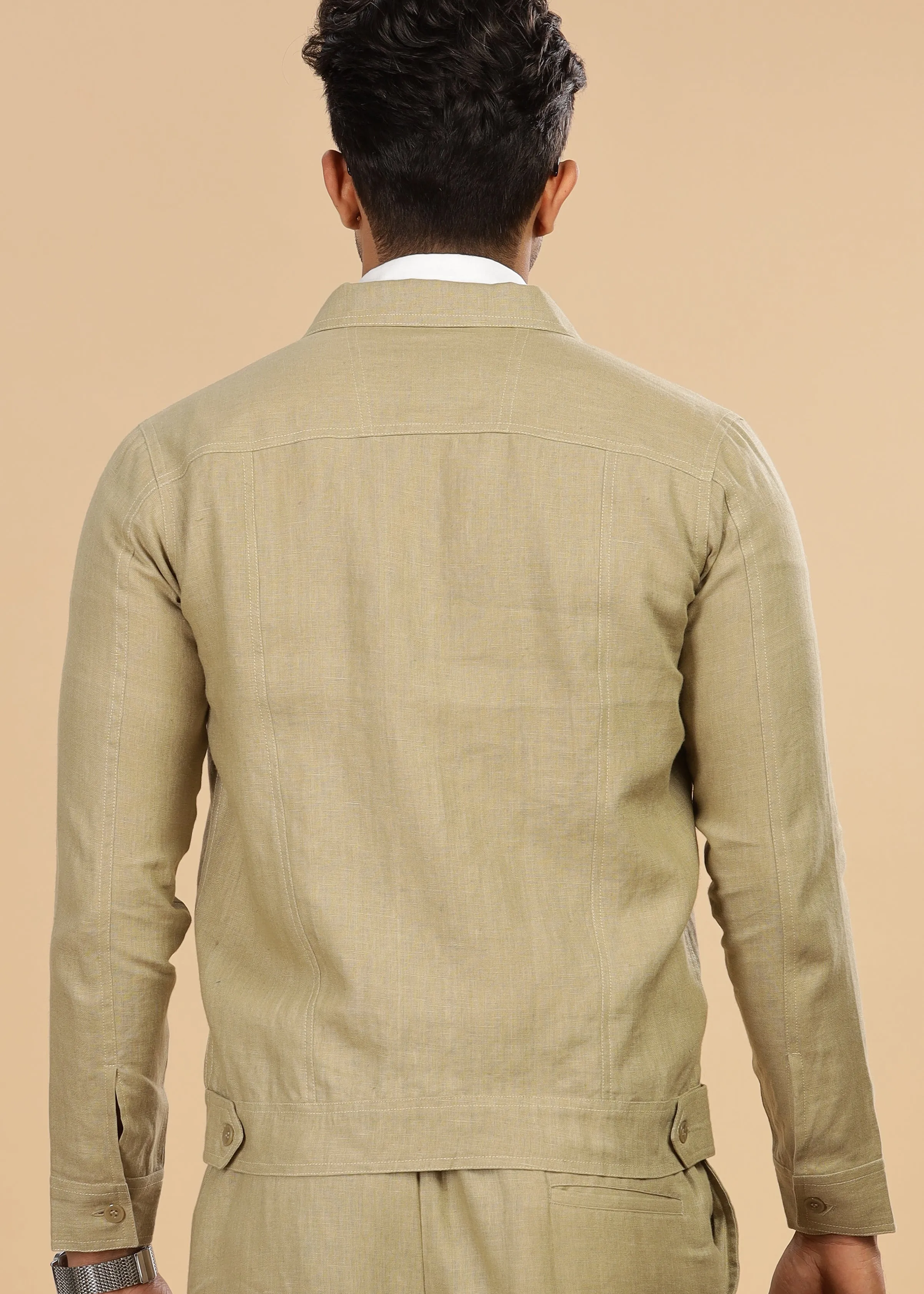 Becket - Linen Short Jacket - Sage Green