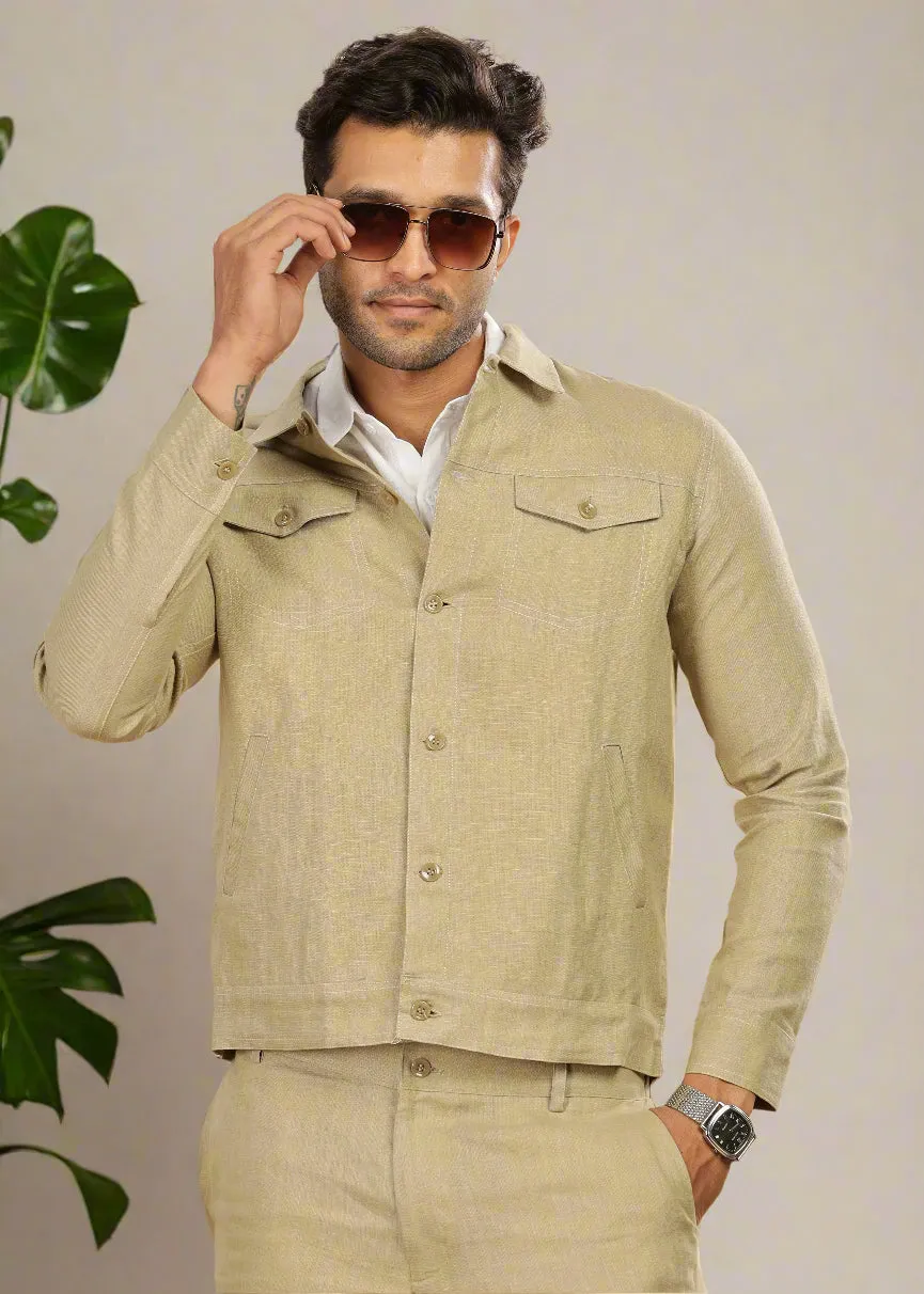 Becket - Linen Short Jacket - Sage Green