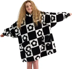 Bedsure Printed Shaggy Sherpa Blanket Hoodie Black