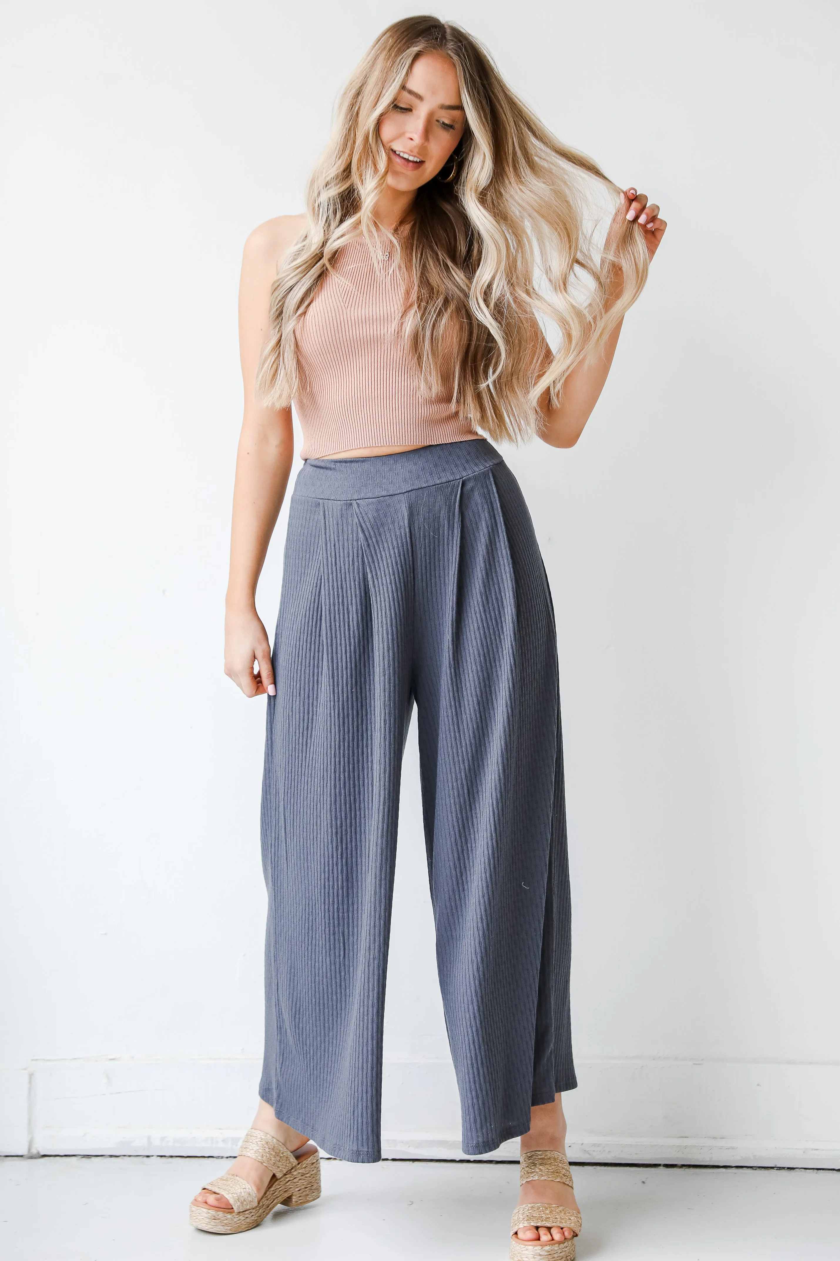 Being Breezy Knit Wide Leg Pants