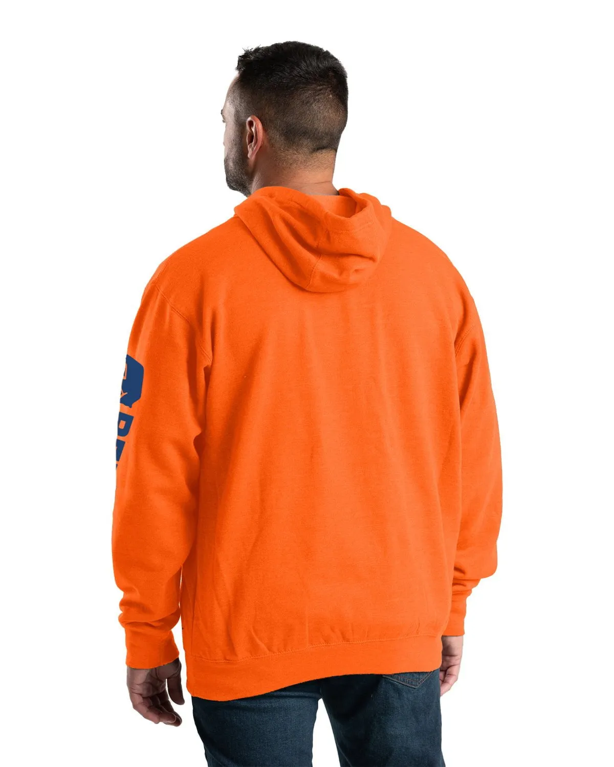 Berne Mens Signature Sleeve Pullover Orange Cotton Blend Hoodie