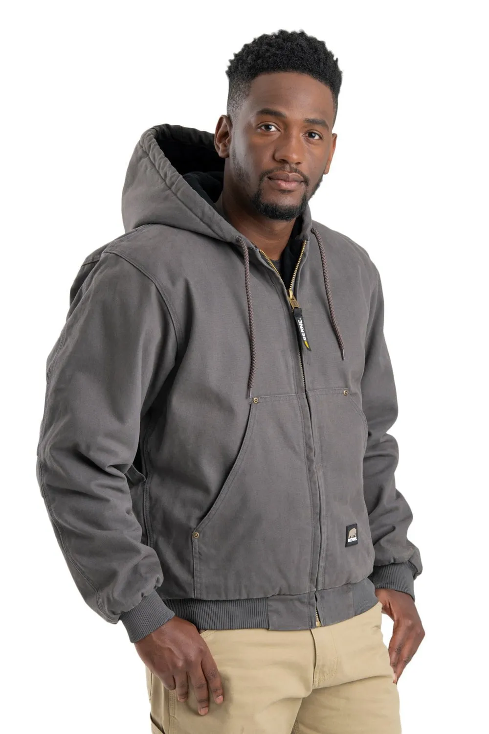 Berne Mens Slate 100% Cotton Heartland Washed Hooded Jacket