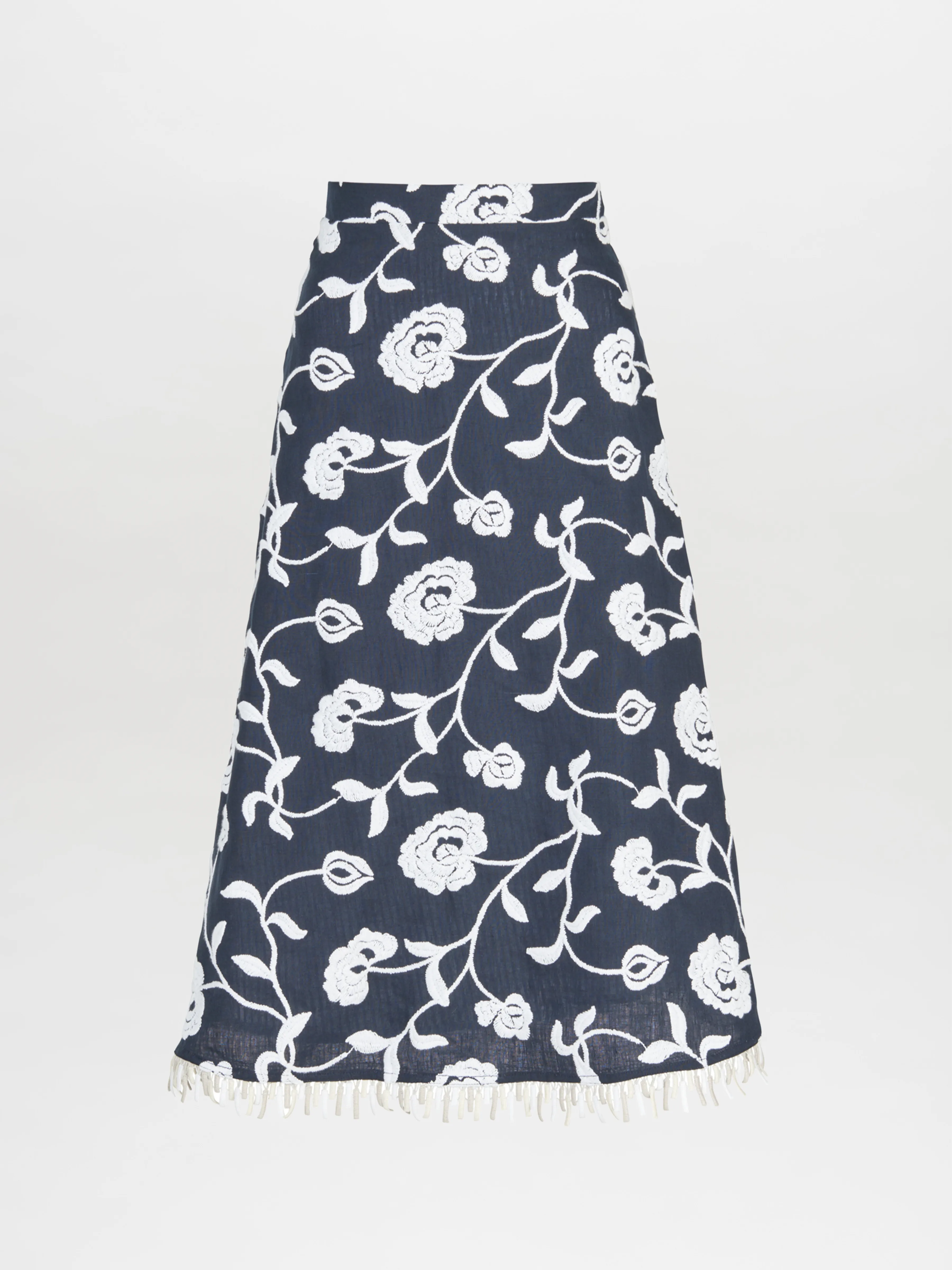 Bianca Skirt Navy Embroidered