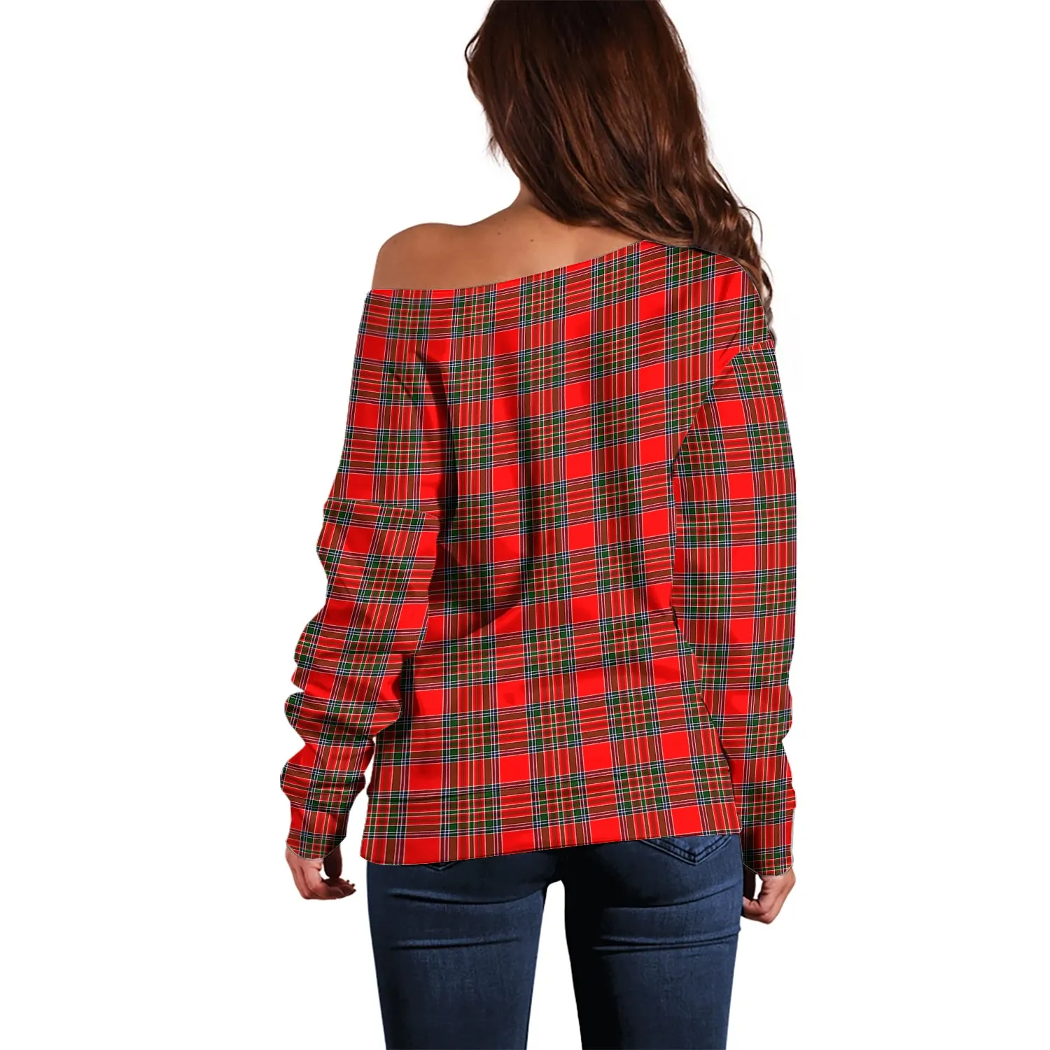 Binning Tartan Off Shoulder Women Sweater