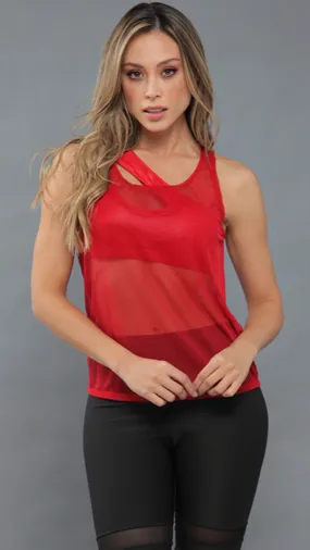 BJX Workout Basic Long Mesh Tank Top