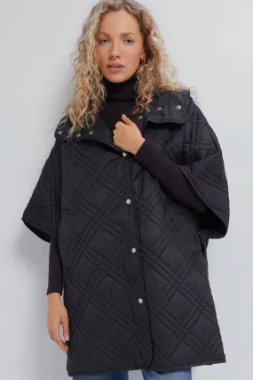 Black Astor Quilted Cape