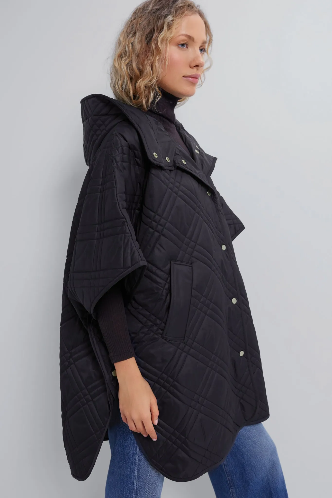 Black Astor Quilted Cape