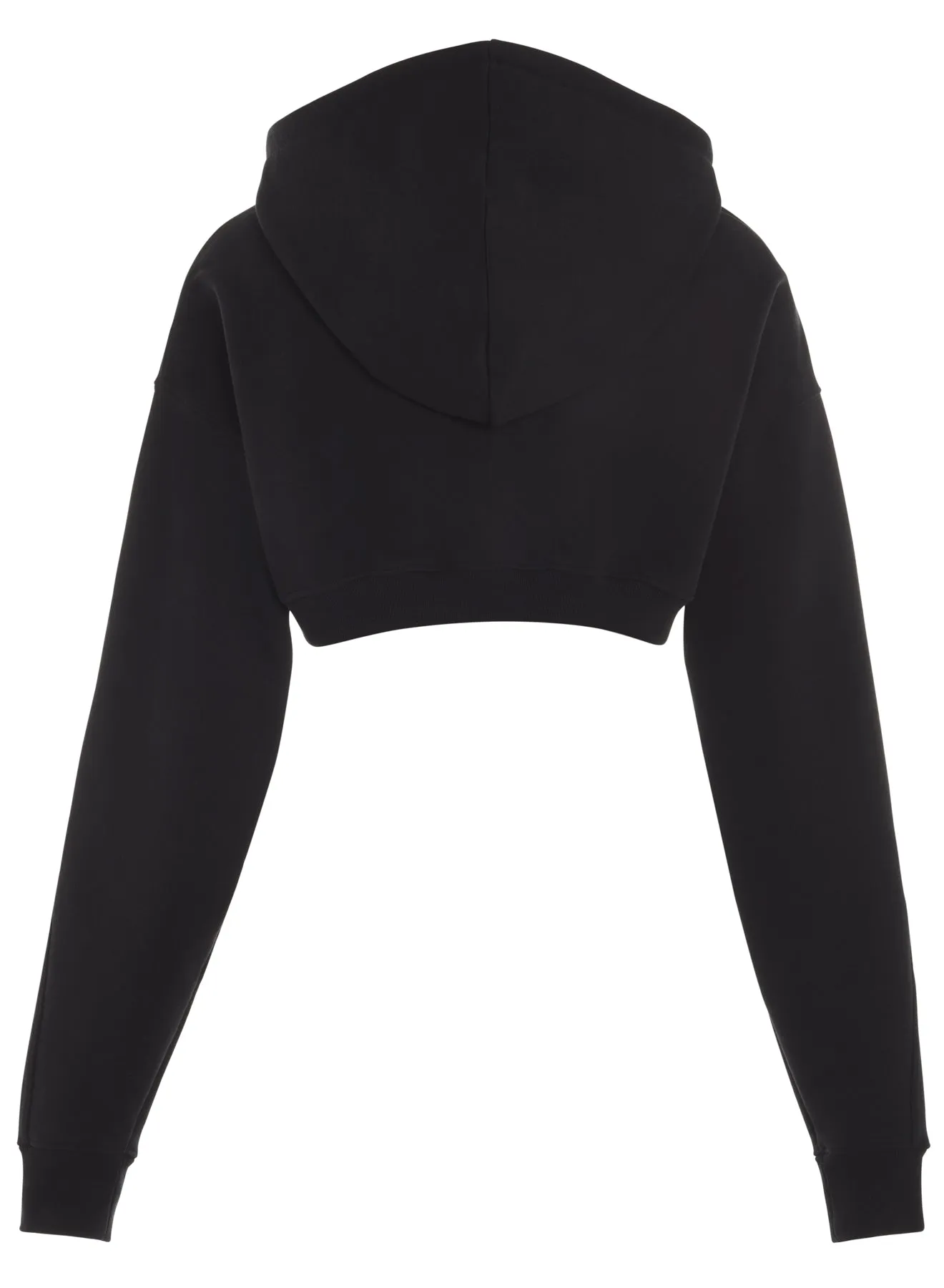 black cropped mugler logo hoodie