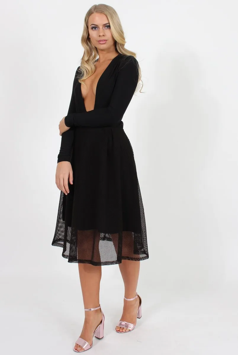 Black Mesh Midi Skirt - Paloma