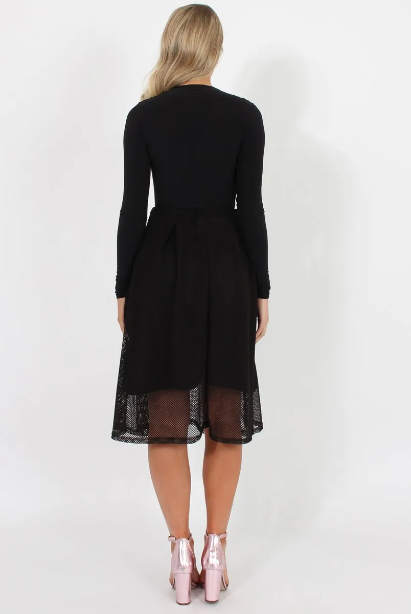 Black Mesh Midi Skirt - Paloma