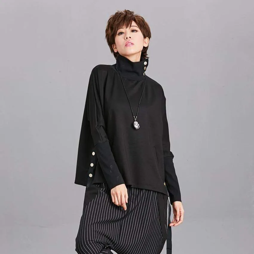 Black Turtleneck Long Sleeve Shirt | Millennials