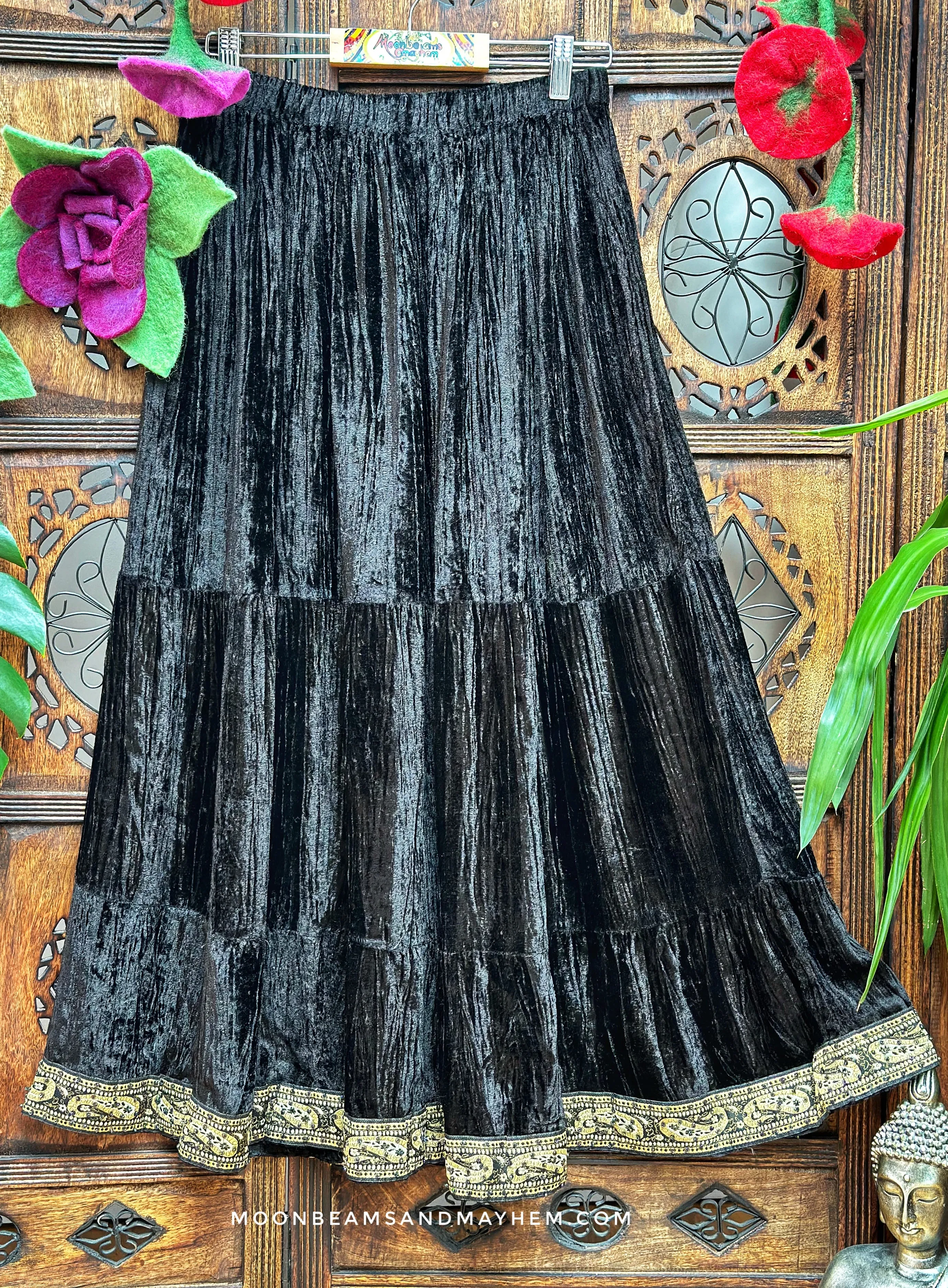 BLACK VELVET GOLD DUST SKIRT (S7L)