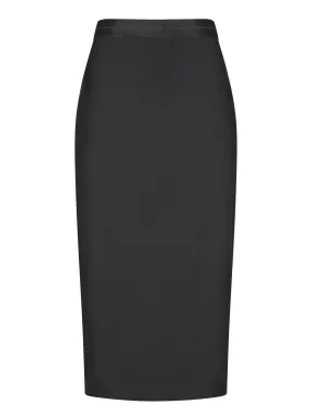 Black Wool Fresco Pencil Skirt