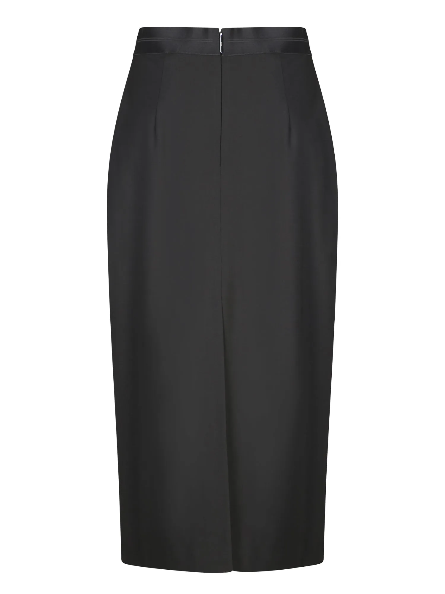 Black Wool Fresco Pencil Skirt