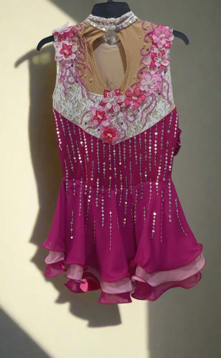 Boutique Step Up Figure Skating Dress(BRIGHT PINK)