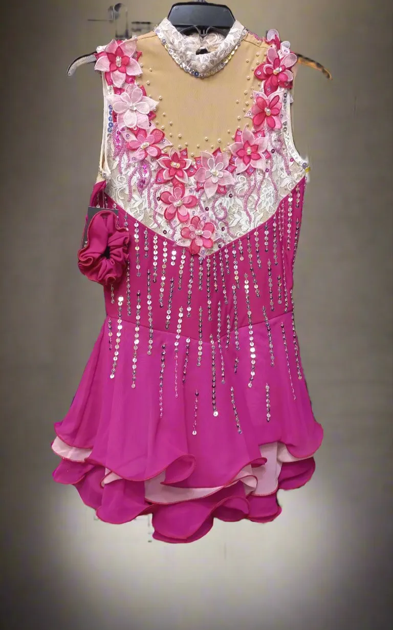 Boutique Step Up Figure Skating Dress(BRIGHT PINK)