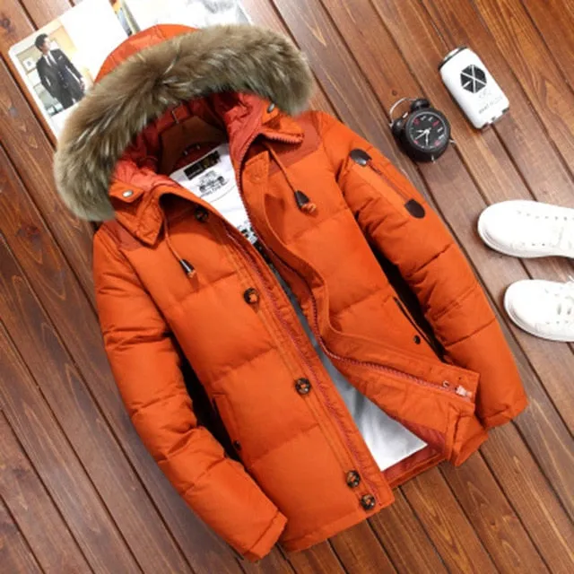 Brand Winter Jacket Men White Duck Down Parkas Jacket Men's Thick Warm Snow Parka Jacket Overcoat Windbreaker Hooded Warm Parkas