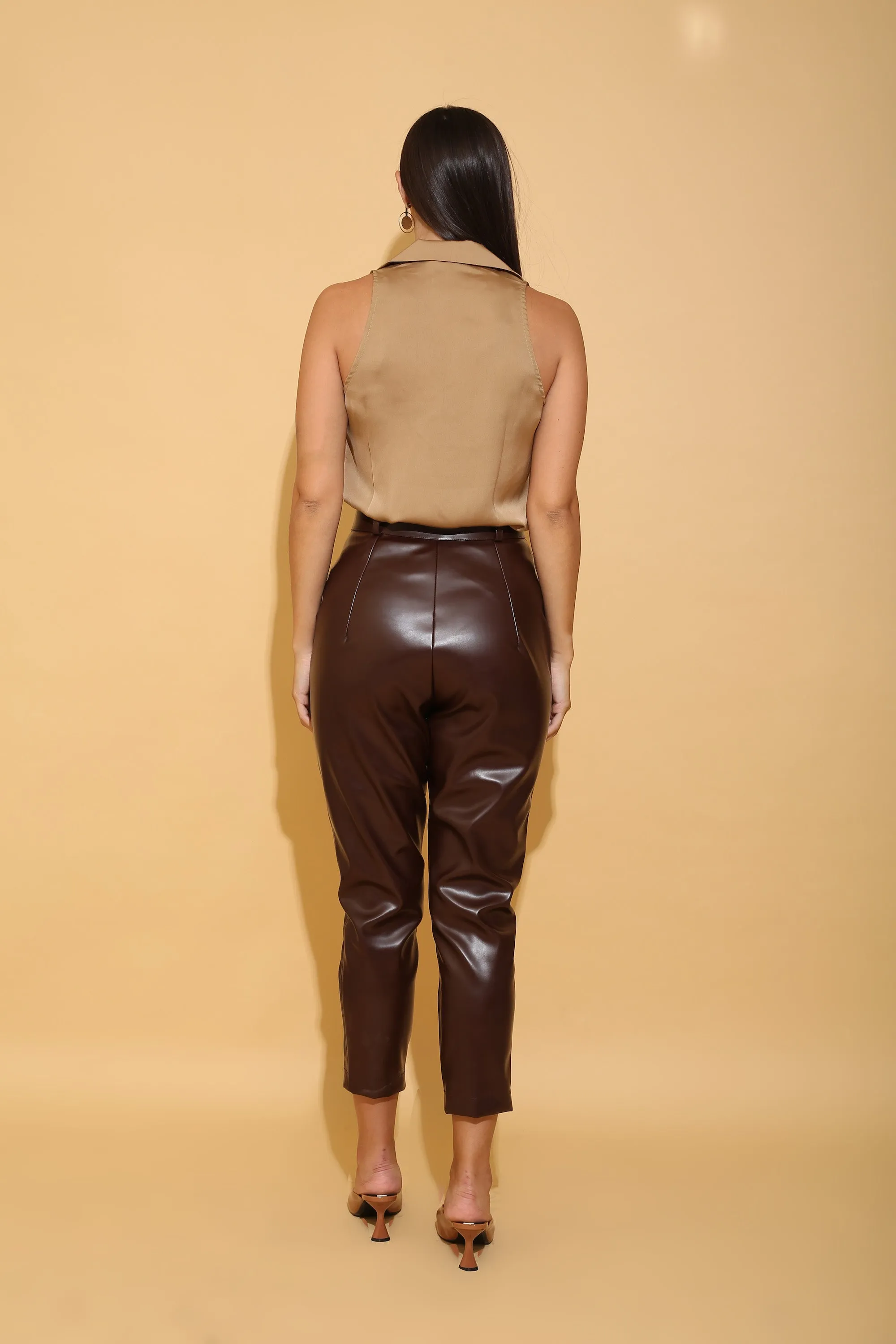 Brown Faux Leather Pants