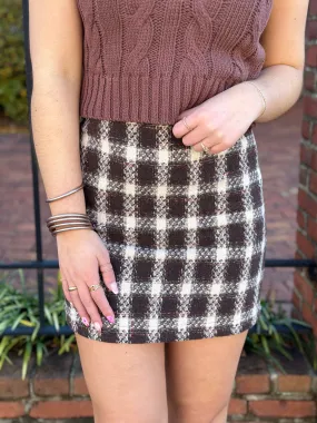 Brown Plaid Skirt