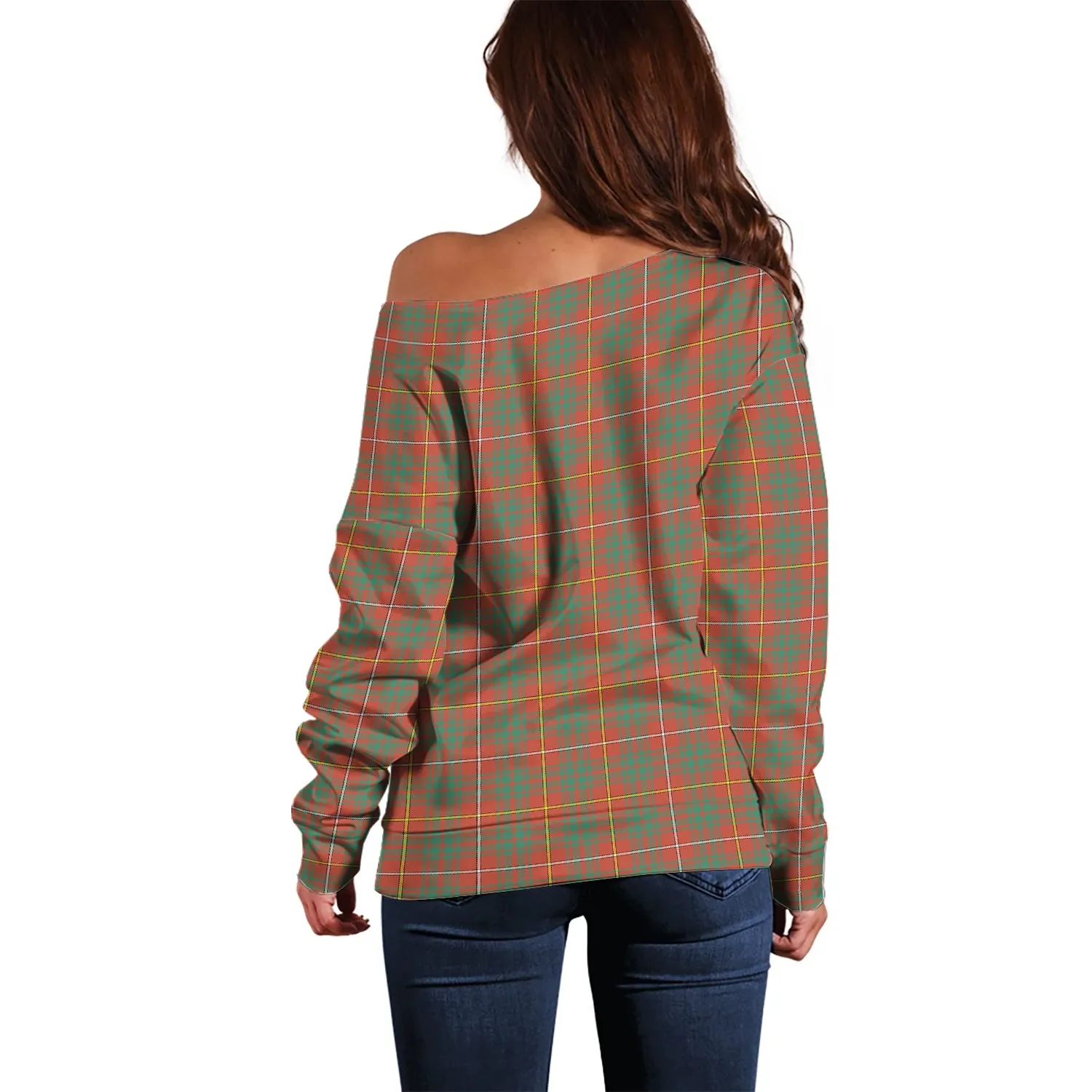 Bruce Ancient Tartan Off Shoulder Women Sweater