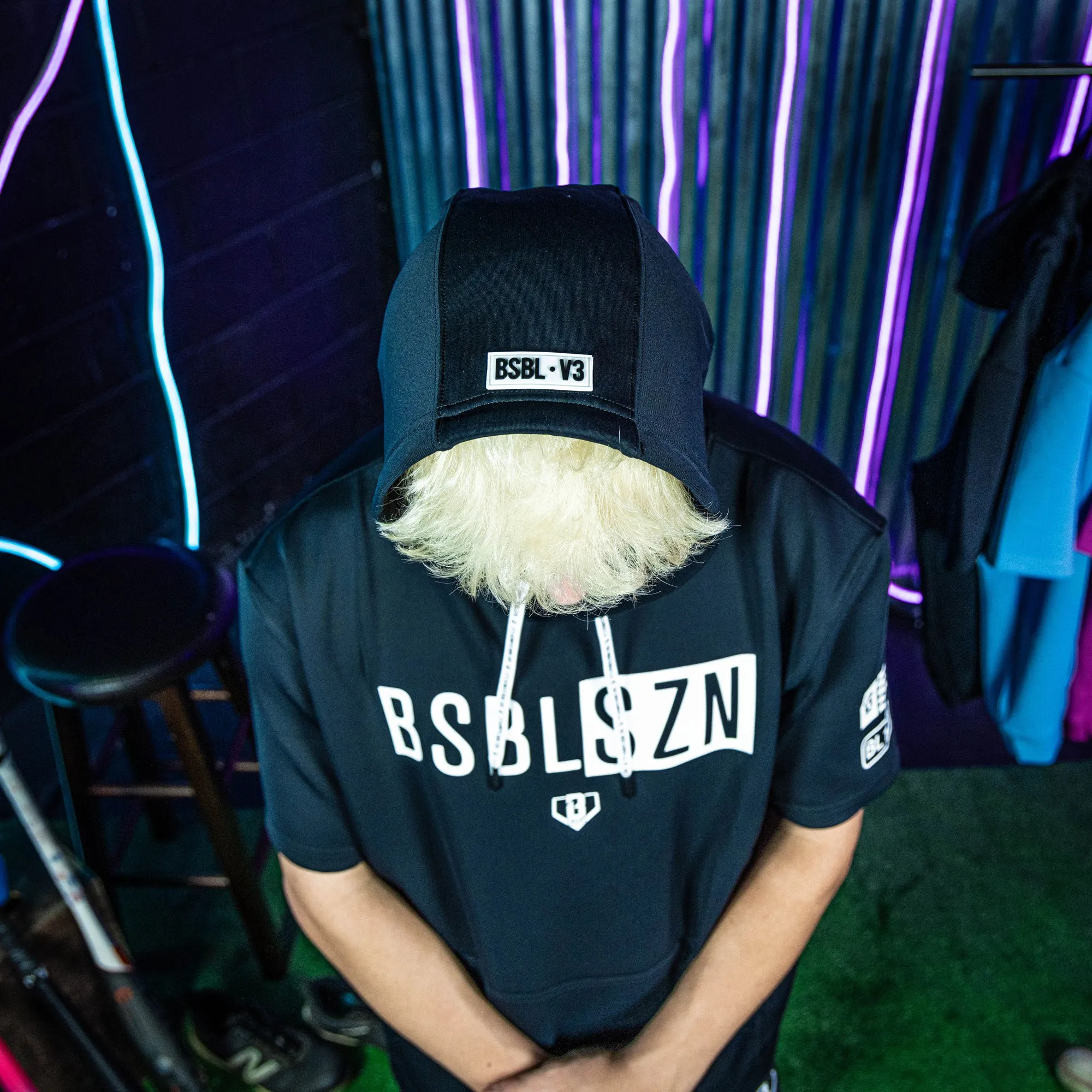 BSBL-SZN Short Sleeve Hoodie V3 Black/White