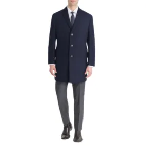 CALVIN KLEIN -  Single Breasted Wool Blend Overcoat