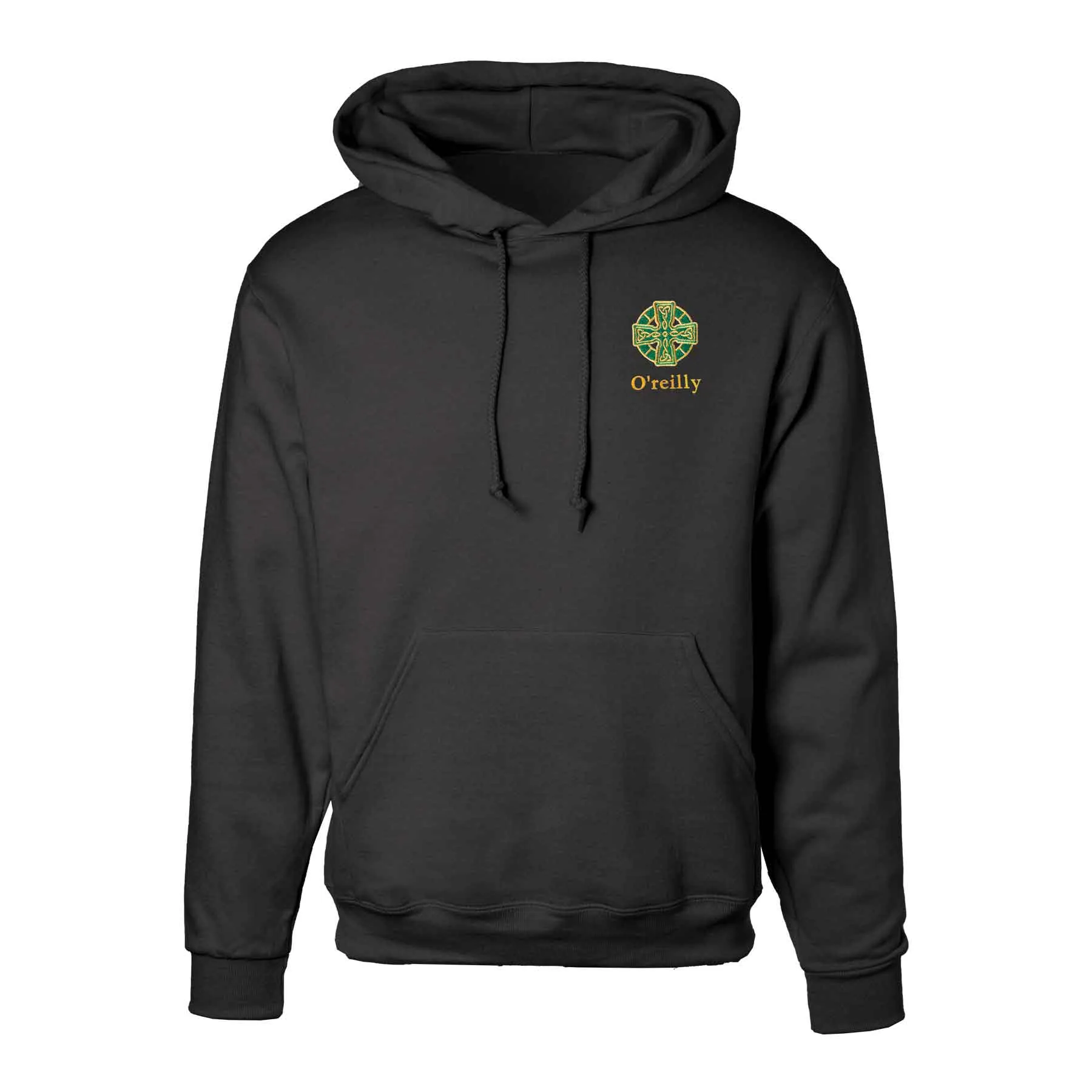 Celtic Cross Embroidered Personalized Hoodie- Black