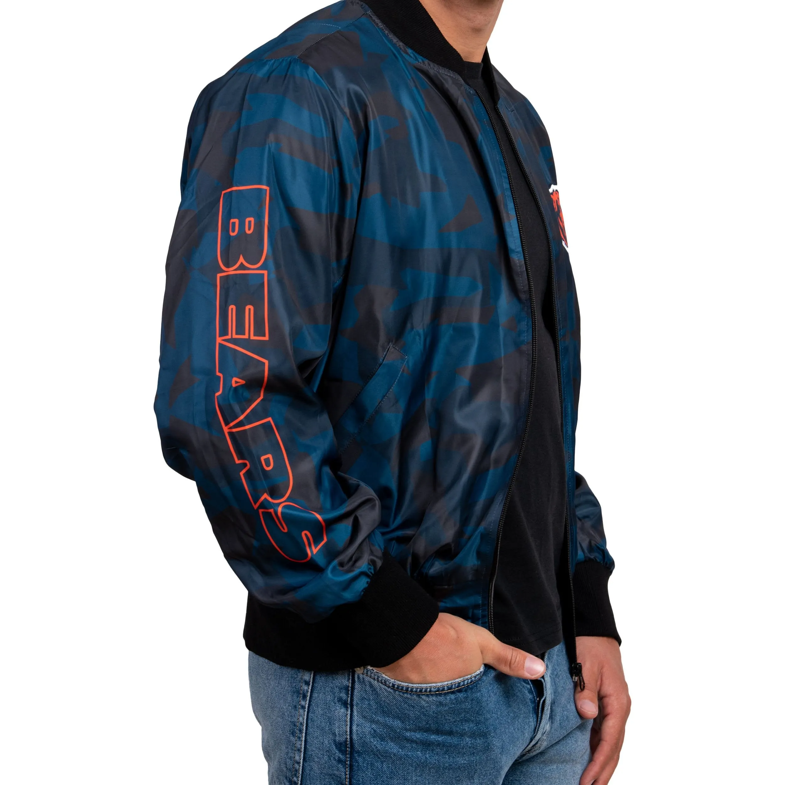 Chicago Bears NFL Mens Camo Bomber Jacket